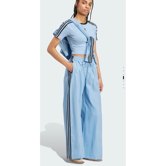 ADIDAS Originals Women Medium  Adicolor Firebird Oversized Track Pants Ash Blue - Picture 2 of 8